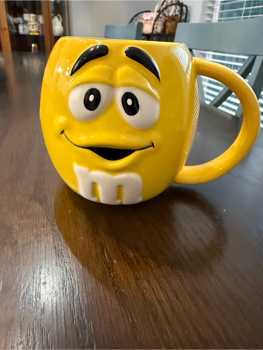 Vintage 2001 M & M Mars Yellow Galerie Ceramic Coffee Mug M&M Candy Handle